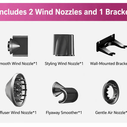 High Speed Hair Dryer 40M Negative Ions Constant Temp Fast Drying Low Noise Professional Salon Blow Dryer with Nozzles
