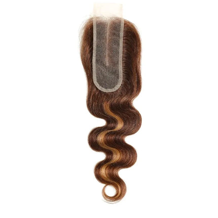 P4/27 Color Deep Part 2x6 Transparent Lace Closure Body Wave Human Hair Brown and Blond Pre Plucked With Baby Hair 8-20 Inches