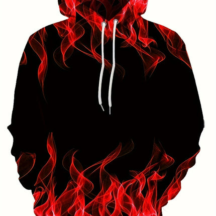 2024 Creative Flame 3D Print Hoodie, Cool Hoodies Mens,Spring Autumn Pullover Hooded Sweatshirt,Oversized Harajuku Y2k Clothes