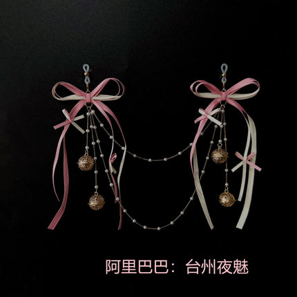 Ribbon Bow Nipple Clamps Bell Reast Punishment SM Training Erotic Collar and Chain Nipple Restraints Adult Game Flirting Sex Toy