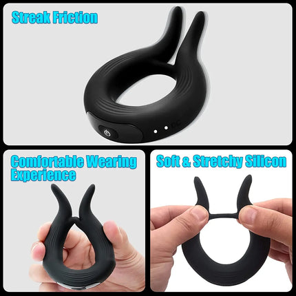 Rabbit Vibrating Cock Ring Sex Toy - 10 Vibrations,Rechargeable,Silicone Penis Ring For Men Couples Sex Tool Clitoral Stimulate
