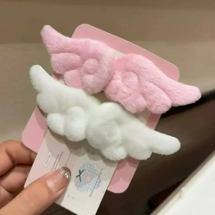 Y2K Sweet Cute Angel Wing Plush Hairpin Children Girls Hair Clip Accessories Barrettes Hairgrip Headdress Headwear Ornaments