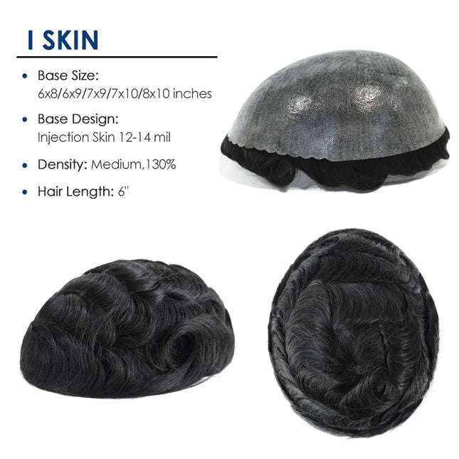 Gloryhair - Natural and Realistic Hair Prosthesis Male Toupee Wig 130% Density Hair Pieces Indian Human Men's Capillary Prosthesis