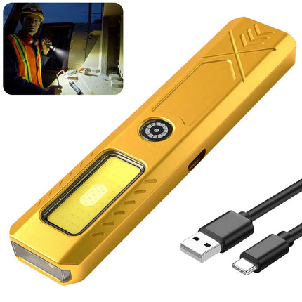 Portable RechargeableLED COB Dual Light Source Handheld Flashlights With 6 Lighting Modes/Magnet Mini Clip Flood Work Light