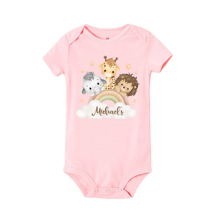 Personalised Leo with Name Baby Romper Newborn Wild One Jungle Birthday Party Bodysuit Cute Toddler Jumpsuit Infant Shower Gift