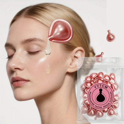 Niacinamide Facial Essence Capsules, Containing Retinol, Olive Fruit Oil, Gardenia Extract, Brighten Skin Tone, Moisturize and Hydrate, and Smooth and Refine Skin (0.5Gx30 Capsules)/Bag