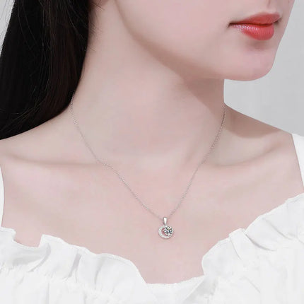 Sterling Silver 925 Moissanite Pendant Necklace For Women Trendy Design D Color VVS Pass Diamond Test Jewelry Gift GRA