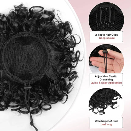 H&STAR Synthetic Curly Bun  Messy Chemical Fiber Wig Drawstring Hair Tie Hair Bag Ponytail Daily Use Wig For Ladies