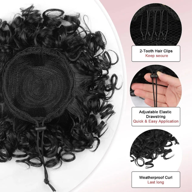 H&STAR Synthetic Curly Bun  Messy Chemical Fiber Wig Drawstring Hair Tie Hair Bag Ponytail Daily Use Wig For Ladies