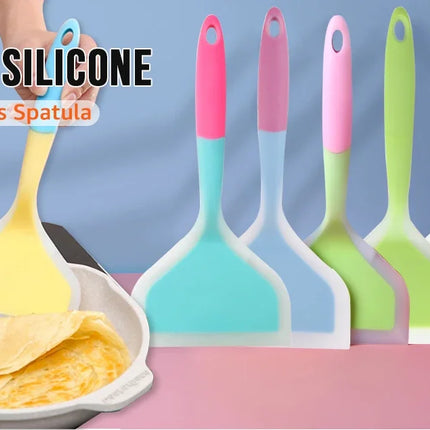 Silicone Spatula Cooking Utensils Beef Meat Egg Kitchen Scraper Wide Pizza Cooking Tools Shovel Non-stick Spatula Color Randomly