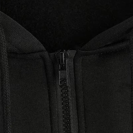 Women Oversized Zip Up Hoodie Solid Black Loose Full Zipper Hooded Sweatshirt Casual Pocket Streetwear Soft Thick Hooded Jacket