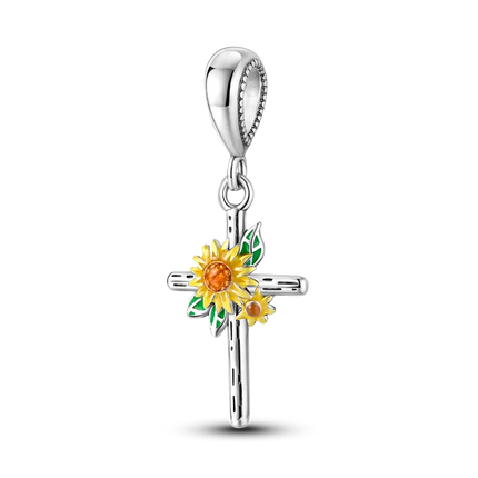 925 sterling silver wings Sister Cross pendant charms fit original 4mm Aperture bracelet charm beads necklace Diy female jewelry