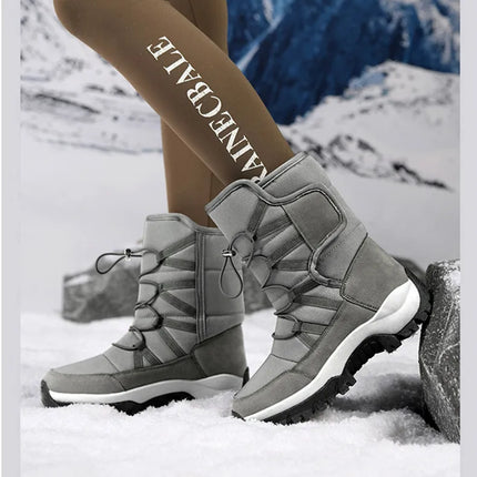 Brand Men's Winter Shoes Waterproof Men's Boots Warm Plush Couple Snow Boots Outdoor Non-slip Hiking Boots Men Work Ankle Boots