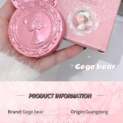 3D Embossed Girl's Blush Press Powder Nude Natural Matte Orange Brown Face Check Contouring Blusher Rouge Makeup Blush Palette