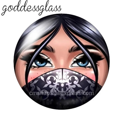 Matryoshka Doll Face Girl Sunglasses 12mm/18mm/20mm/25mm Round photo glass cabochon flat back Making findings Jewelry