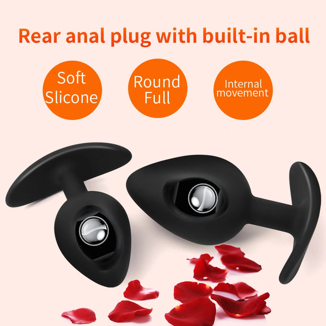 1pc Silicone Anal Plug Built-in Balls, Beginner to Advanced Size, Buttocks G-Spot Massage, Adult Sex Toys