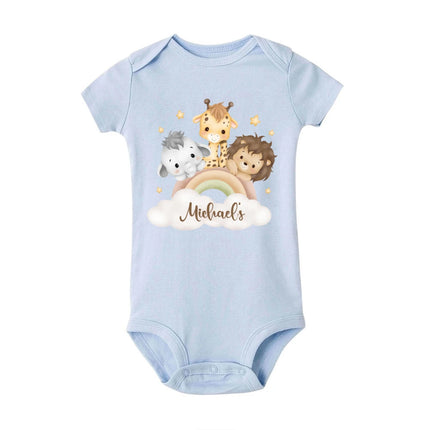 Personalised Leo with Name Baby Romper Newborn Wild One Jungle Birthday Party Bodysuit Cute Toddler Jumpsuit Infant Shower Gift