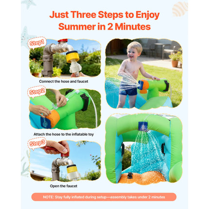 SucceBuy 11.3x12.3x7.0 ft Inflatable Bounce House with Castle Bounces Splash Pool & Water Ring Toss for 3 to 4 Kids Ages 3 to 8