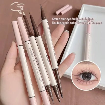 Double Head Eyeliner Pen Very Fine Tip Lying Silkworm Eye Brightening Waterproof And Durable Not Easy To Halo Dye Natural Makeup