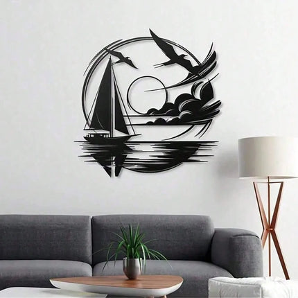 Nautical Home Gift Idea - Waterproof Sailboat Metal Wall Decoration for Modern Spaces