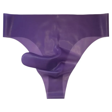 Latex Fetish Underwear Sexy Men Bullet Separation Thong G-Sring Transparent Black Natural Latex Wet Look Lingerie Underpants