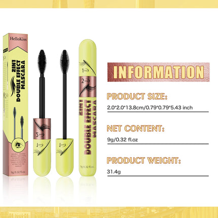 [Dual Brush Heads Brown Mascara] Waterproof Brown Mascara with Dual Brush Heads - Smudge-Proof, Clump-Free for Longer