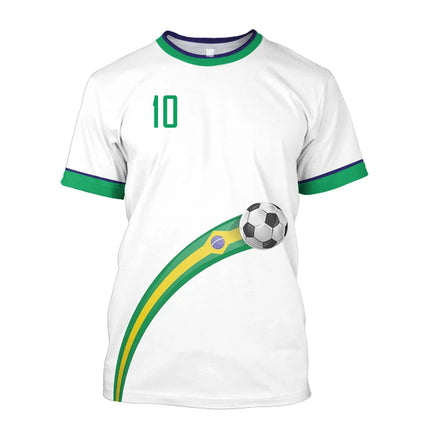 Simple Brazil Football T-shirts Summer Fashion Short Sleeve 3D Brazilian Flag Printed T Shirts Casual Sports Tops Men's Clothes