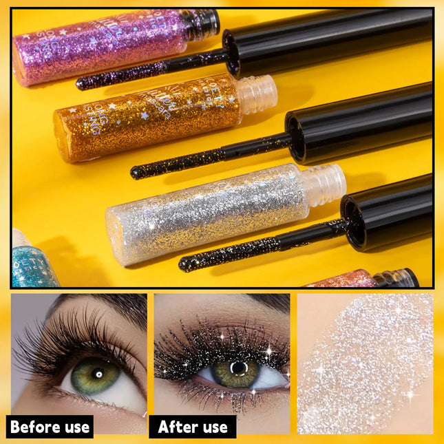 5colors Shining Diamond Mascara Waterproof Glitter 3D Volume Eyelashes Quick Dry Sequins Lashes Festival Party Makeup 5ml