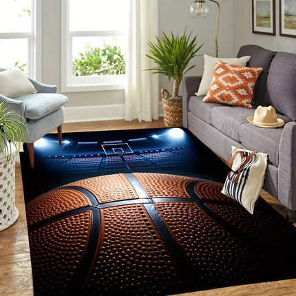 Artistic Basketball & Court Area Rug, for Living Room, Bedroom, Office, Balcony Decor Mat