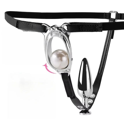 Female Chastity Cage Belt Metal Lock Anal Plug BDSM Rolling Ball Stimulation G-spot Massager Adjustable Waistband Sex Toys Women