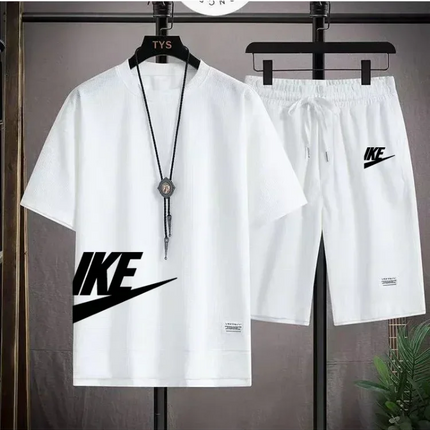 Fashionable, casual and trendy men's sportswear set, short-sleeved T-shirt and outdoor summer sports shorts set, new size M-3XL