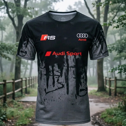 Summer Audi Fashion Racing Motorcycle Pattern Printed Rider Short Sleeve T-shirt for Men and Women Adult Sports Top