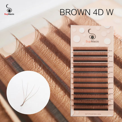 Supmacio Brown 3D/4D/5D W Lashes Bloom Automatic Flowering Soft Premade Fans Natural Soft Individual Eyelashes