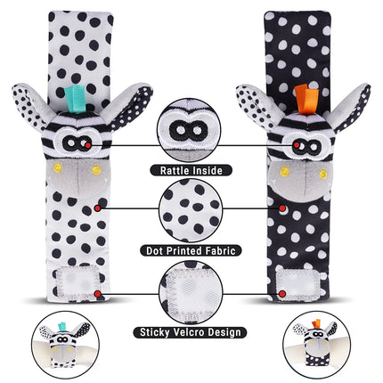 4PCS/SET Baby Rattle Socks Wrist Strap Rattles Set Cute Stuffed Animals Foot Finder Socks 0~12 Months For Infant Newborn Gift