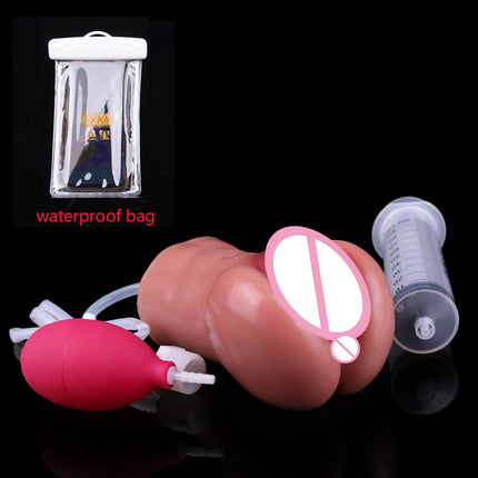 FAAK Soft Silicone Squirting Pocket Pussy Stroker Ejaculation Male Masturbator Realistic Vagina Clit  Anal Sex Toys For Men