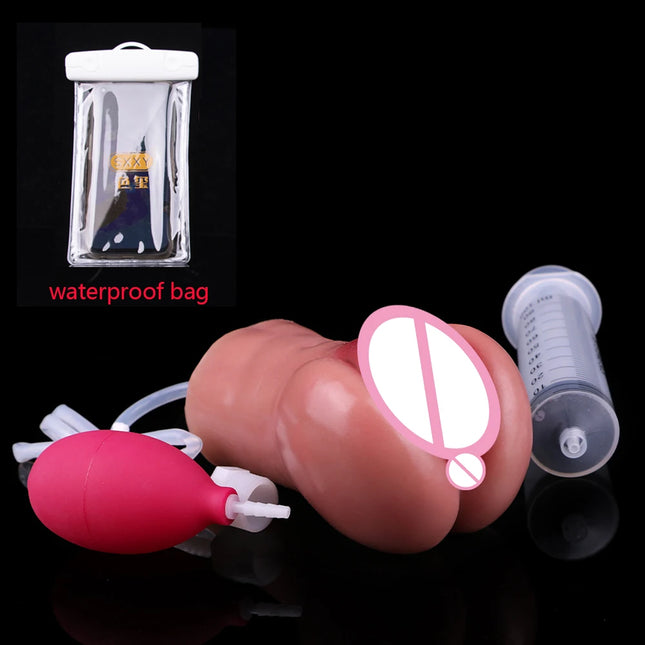 FAAK Soft Silicone Squirting Pocket Pussy Stroker Ejaculation Male Masturbator Realistic Vagina Clit Anal Sex Toys For Men