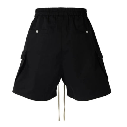 Mens Cargo Shorts Dark Drawstring Multi Pocket Shorts Harajuku Unisex Loose Fit Five Length Straight Leg Casual Streetwear New