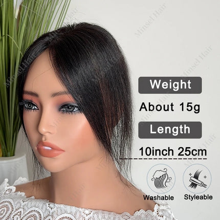 Summer Hair Topper For Thin Hairpart Breathable Handmade Lace Base Natural Human Hair Clip In Extensions 10inch 25cm Brown Black