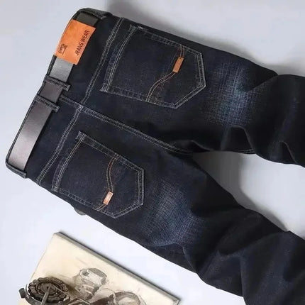 Men  Comfortable Soft Business Fashion Straight Casual Denim Trousers Male Brand Clothing Light Luxury Stretch Slim Fit Pants