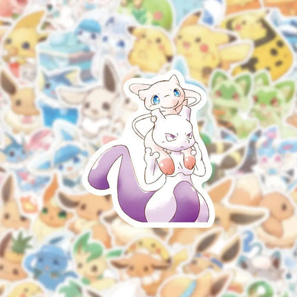 60PCS Cute Eevee Graffiti Stickers Sylveon Pokemon Anime Cartoon Decal Luggage Phone Cup Guitar Fridge Scraphbook Kid Toys