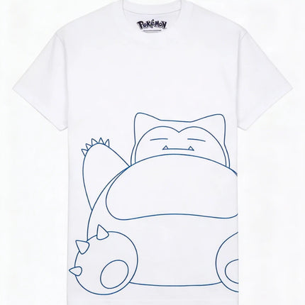 Bandai New Pocket Snorlax Line Art Print High Quality Fashion Men's Short Sleeve Parent-Child Loose Comfortable T-Shirt