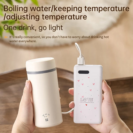 Type-C heating thermostatic cup USB car heating cup 55℃ 304 stainless steel electric cup