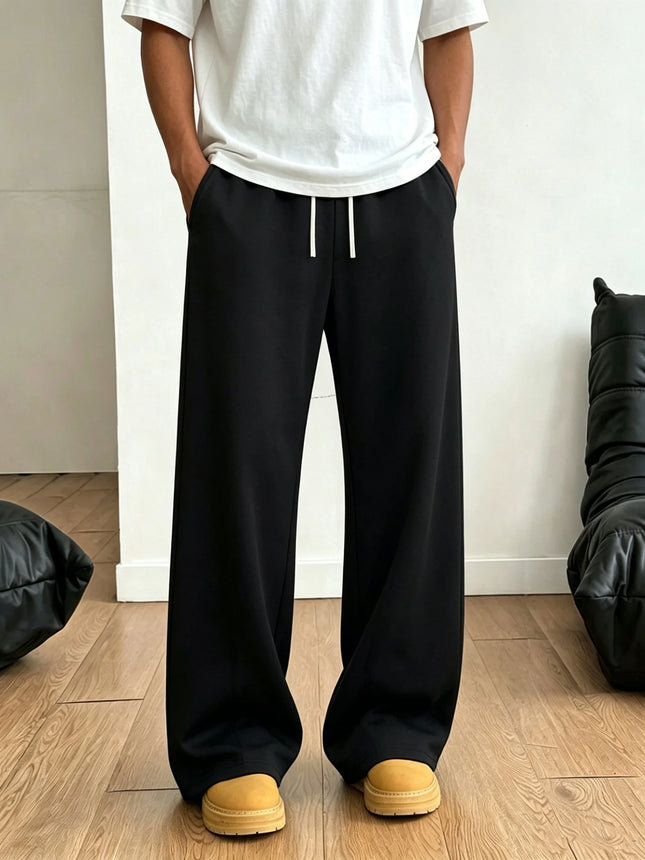 Men's casual wide-leg sweatpants loose fit drawstring waist straight leg suitable for everyday wear and street style