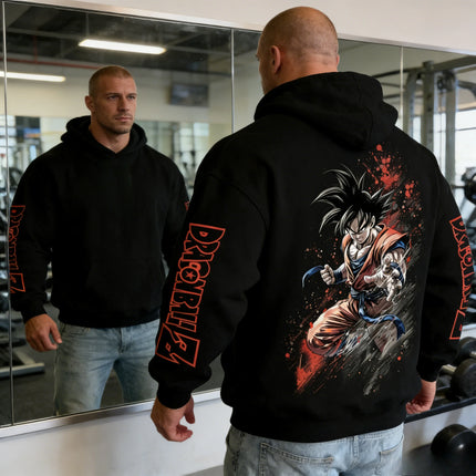 2026 Dragon Ball Retro Anime Hoodie, Son Goku Print Men's Pure Cotton Hoodie, Casual Loose Sports Daily Version Y2K Style