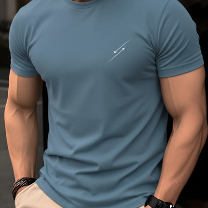 Summer men's 100% pure cotton casual fashionable loose retro compass mountain pattern printed round neck short sleeved T-shirt