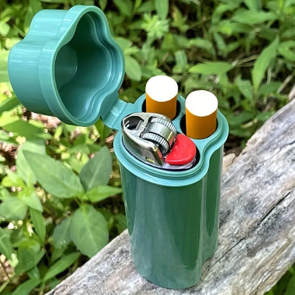 Two Holes Flip-top Cigarette Case Kit Including Lighter for Easy Storage Portable  Around Smoking Compact Smoke Storage
