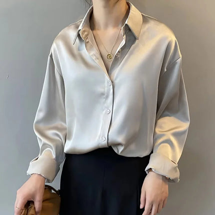 Spring Fashion Elegant Button Up Women Shirt Vintage Blouse White Tops Lady Long Sleeves Female Plus Size Loose Street Shirts