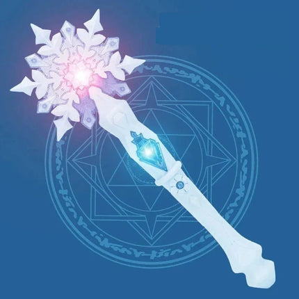 Princess Snow Wand Toy Snowflake Light Sound Kids Cosplay Fairy Girls Glowing Wands Christmas Halloween Children Toys