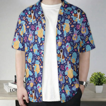 2026 Blastoise Ocean Pattern Pokémon Hawaiian Shirt Pokémon graphic T-shirt Summer Men's T-Shirt Kid's Clothing Tee Y2k Woman