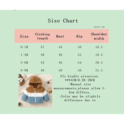 0-9 Months Baby Boy&Girl Winter Coat Plush Splicing Hoodie Crawler Clothing for Infant Warm Clothes Baby Thickened Outerwear